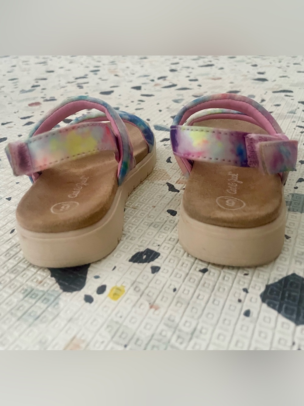 Cat & Jack Toddler Girls Chaya Footbed Sandals Pastel Tie Dye Pink Blue - Size 6 - Picture 4 of 13